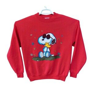 Vintage Peanuts Snoopy And Woodstock Hugging Sweatshirt 90s Made In USA Size L